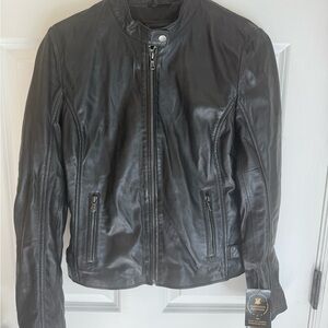 NWT Black Leather Jacket from Spain